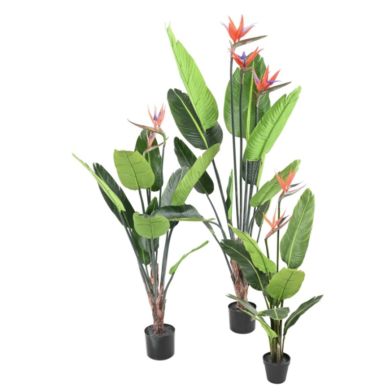Artificial Strelitzia 2 flowers 10 leaves 120 cm