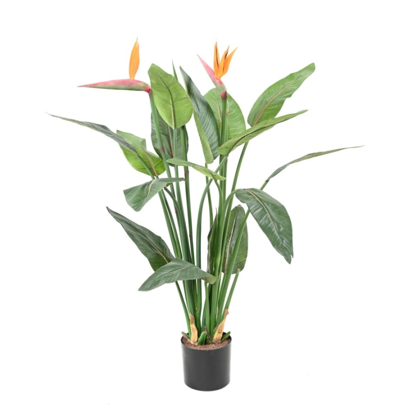 Strelitzia artificiale 2 fiori 2 boccioli 110 cm