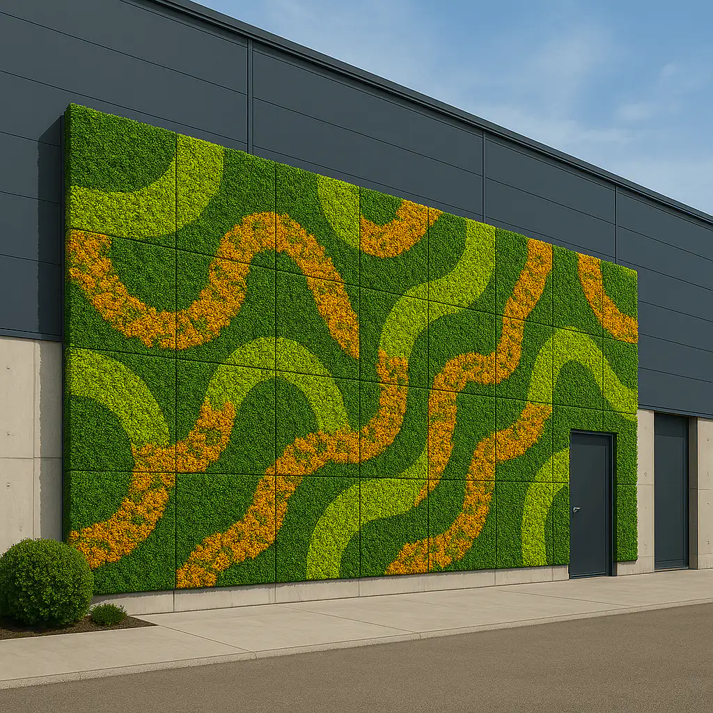Parete verde artificiale Living Pattern con disegno geometrico