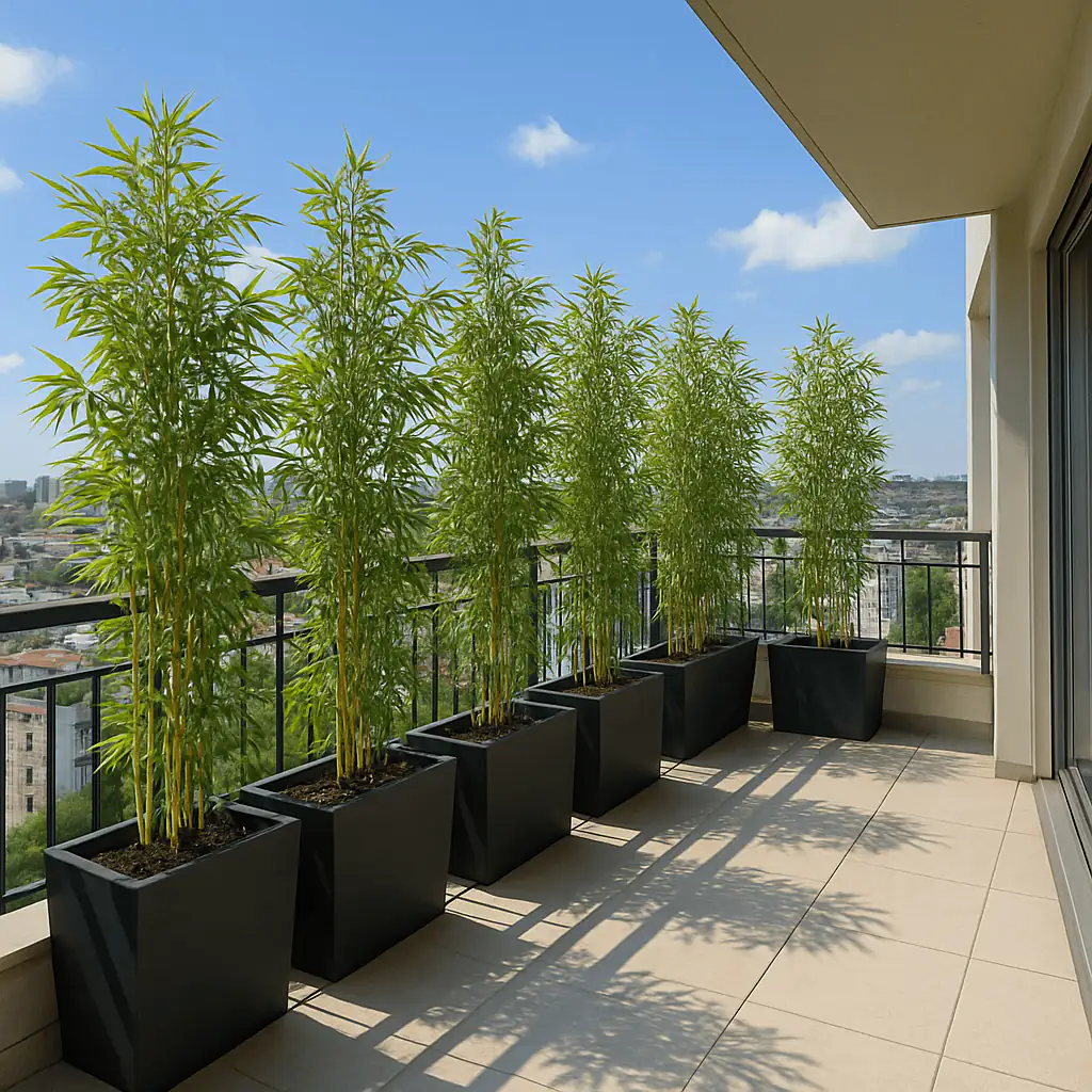 Terrazza arredata con piante artificiali UV resistant