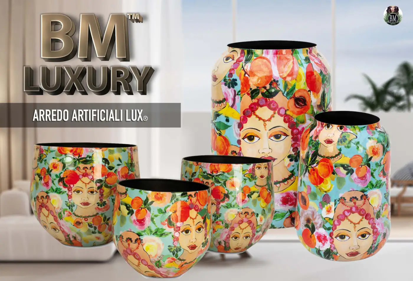 Vasi di design BM Luxury con piante artificiali